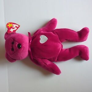 Ty Valentina Beanie Baby Bear 1998 Fuchsia Plush